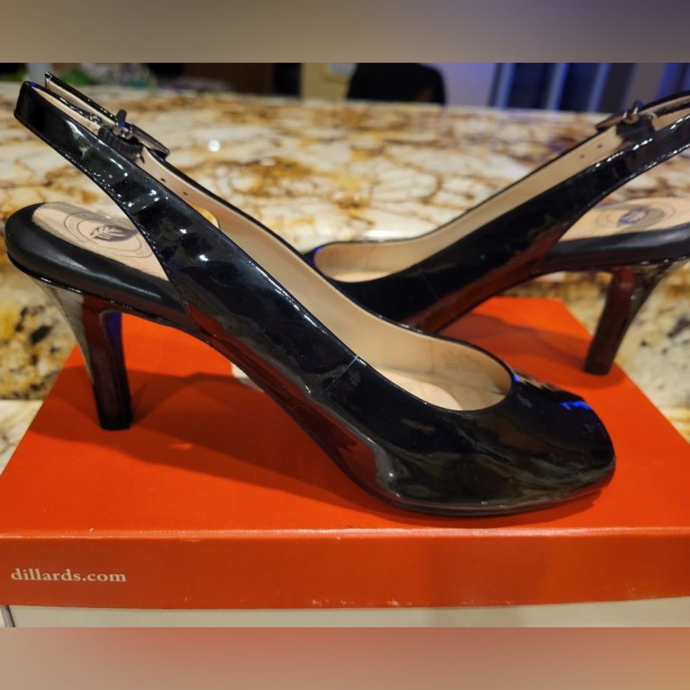Nurture black patent leather sling back heels with peep toe - NEW never worn